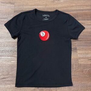 XS Women's Black Short Sleeve Tee with Red 3-Ball Patch